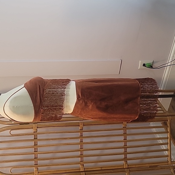 Cider brand brown skirt and crop top fringe set top small skirt large mini skirt - Picture 4 of 15